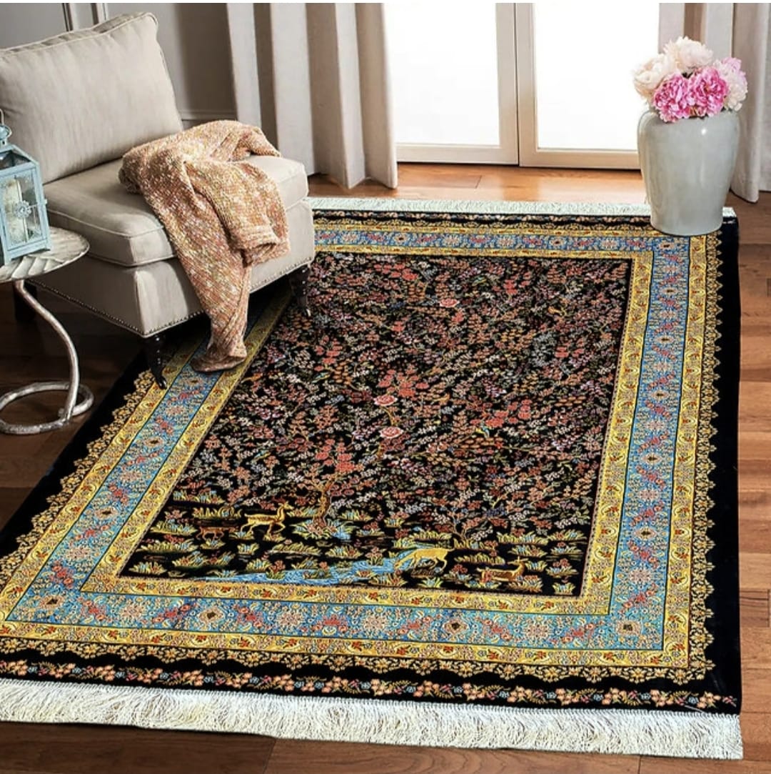 Persian Qom Silk Carpet two shade dark and light&nbsp;
