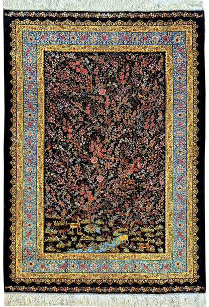 Persian Qom Silk Carpet two shade dark and light&nbsp;
