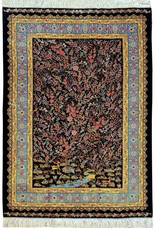 Persian Qom Silk Carpet two shade dark and light&nbsp;