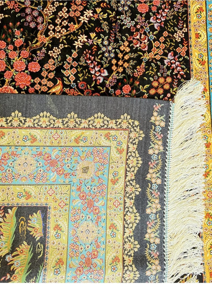 Persian Qom Silk Carpet two shade dark and light&nbsp;