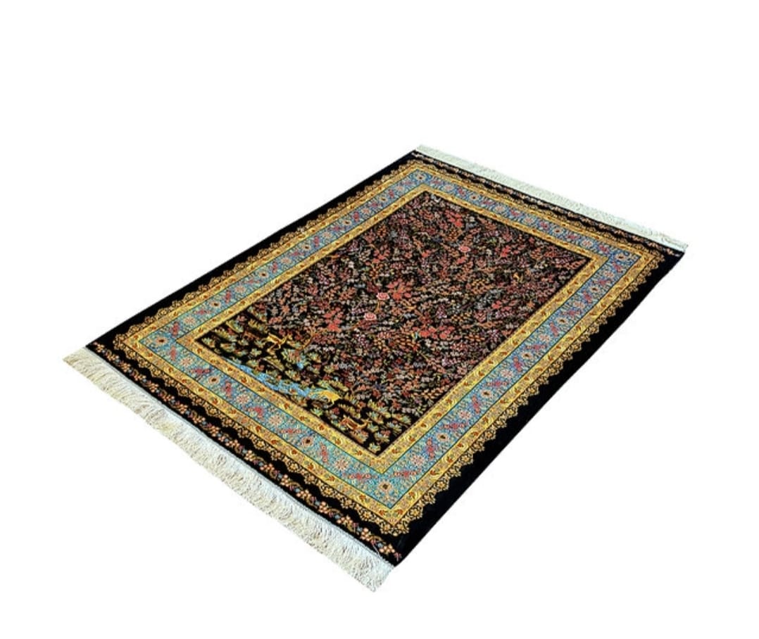 Persian Qom Silk Carpet two shade dark and light&nbsp;