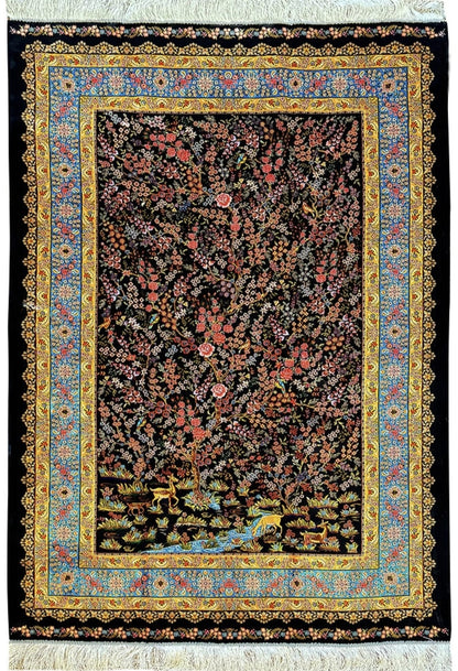Persian Qom Silk Carpet two shade dark and light&nbsp;