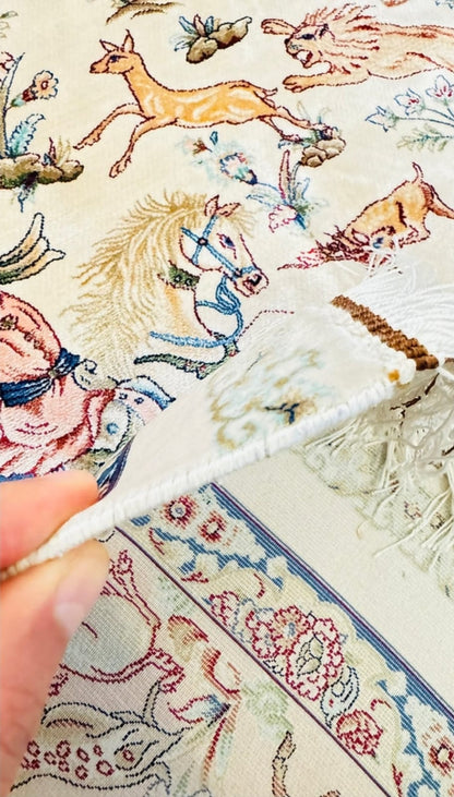 Pure Silk From Persian Qom Double knotted Top quality silk Carpet